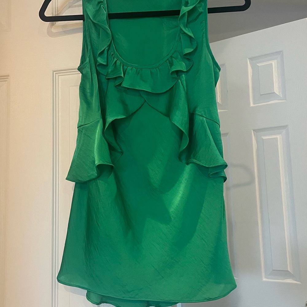 Spense Green Ruffle Sleeveless Top